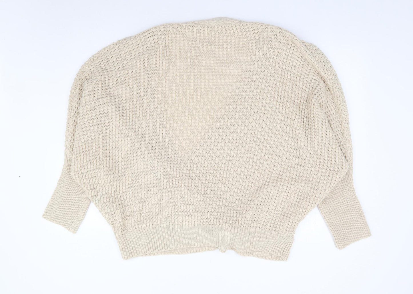 SheIn Womens Beige V-Neck Acrylic Wrap Jumper Size XL