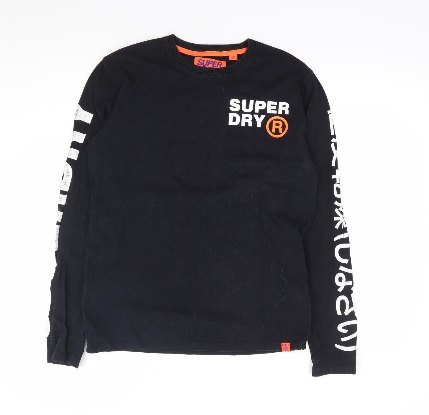 Superdry Mens Black Cotton T-Shirt Size L Crew Neck