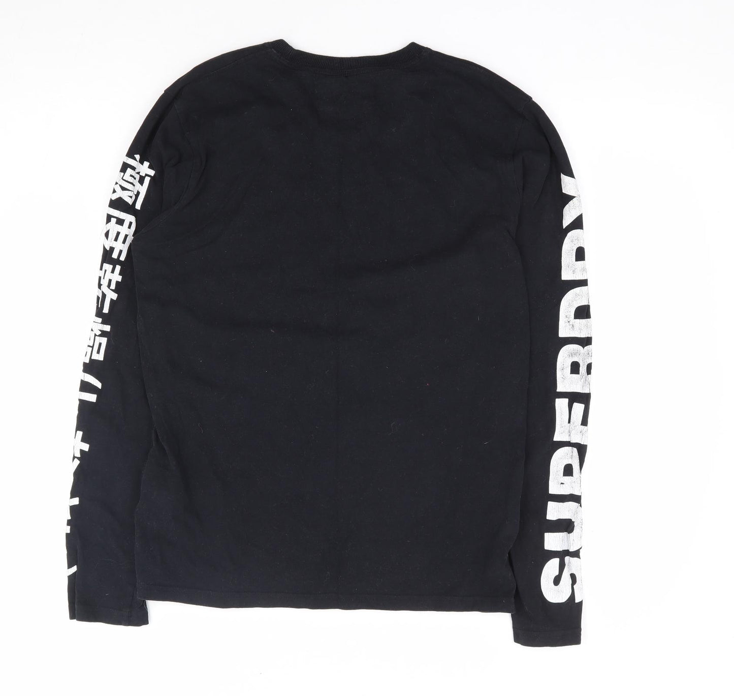 Superdry Mens Black Cotton T-Shirt Size L Crew Neck