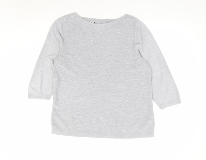 Bonmarché Womens Grey Boat Neck Acrylic Pullover Jumper Size 20