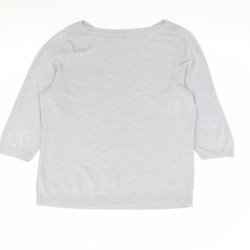Bonmarché Womens Grey Boat Neck Acrylic Pullover Jumper Size 20