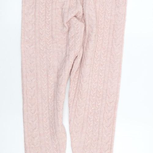F&F Womens Pink Solid Polyester Top Lounge Pants Size 8 Drawstring