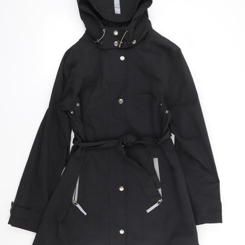 Etage Womens Black Rain Coat Coat Size 14 Zip