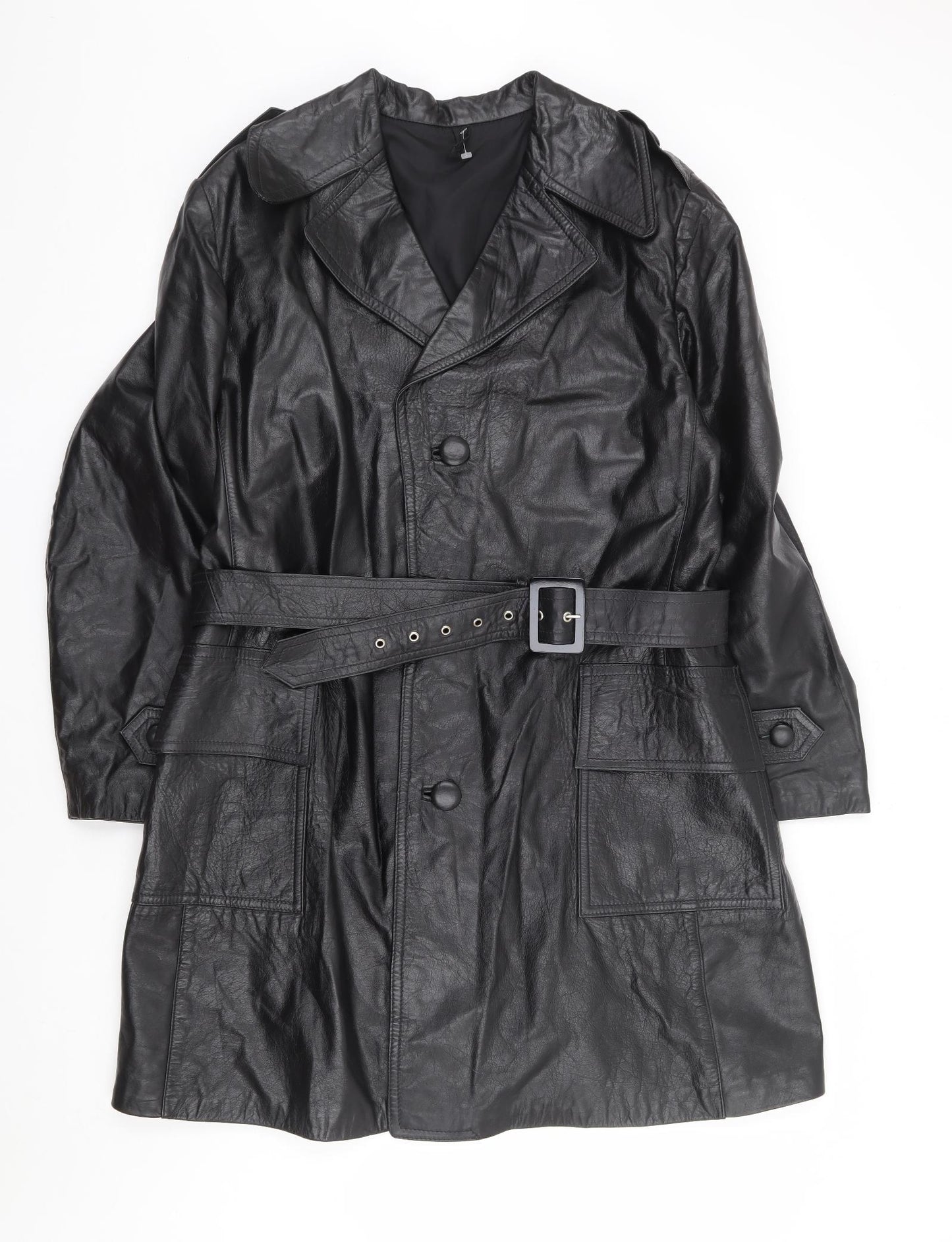 Shone Leder Mode Womens Black Jacket Coat Size M Button