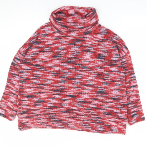 M&Co Womens Multicoloured Roll Neck Polyester Pullover Jumper Size 14