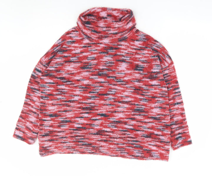 M&Co Womens Multicoloured Roll Neck Polyester Pullover Jumper Size 14
