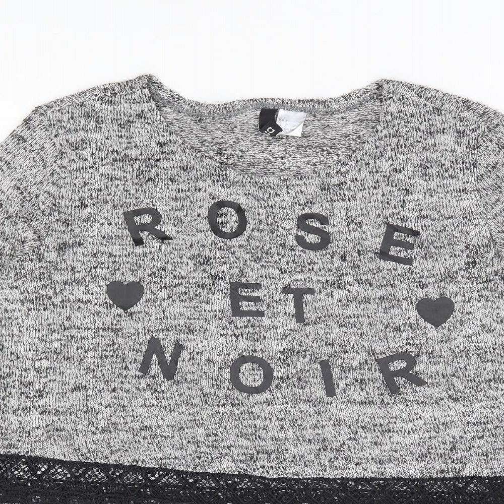 H&M Womens Grey Polyester Jersey T-Shirt Size S Round Neck