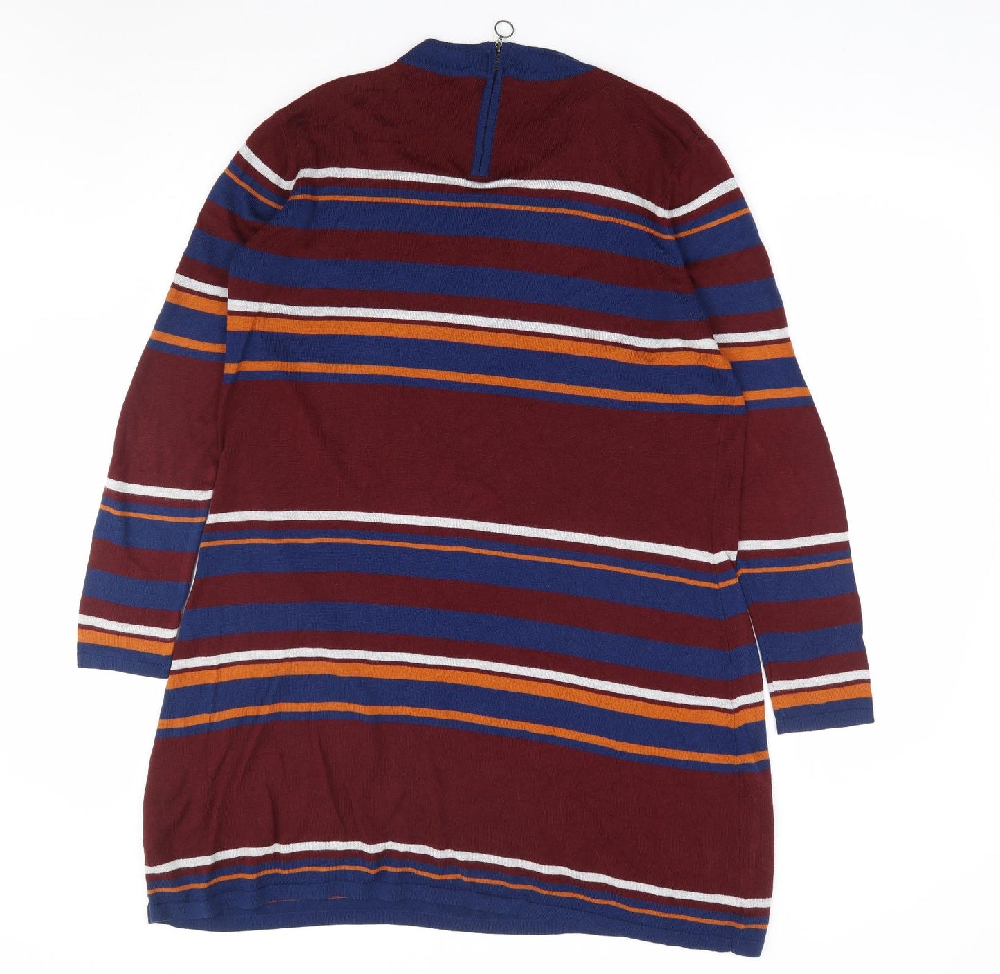 Papaya Womens Multicoloured Striped Viscose Jumper Dress Size 18 Round Neck Pullover