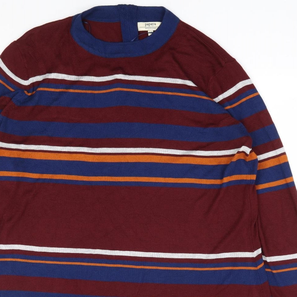 Papaya Womens Multicoloured Striped Viscose Jumper Dress Size 18 Round Neck Pullover