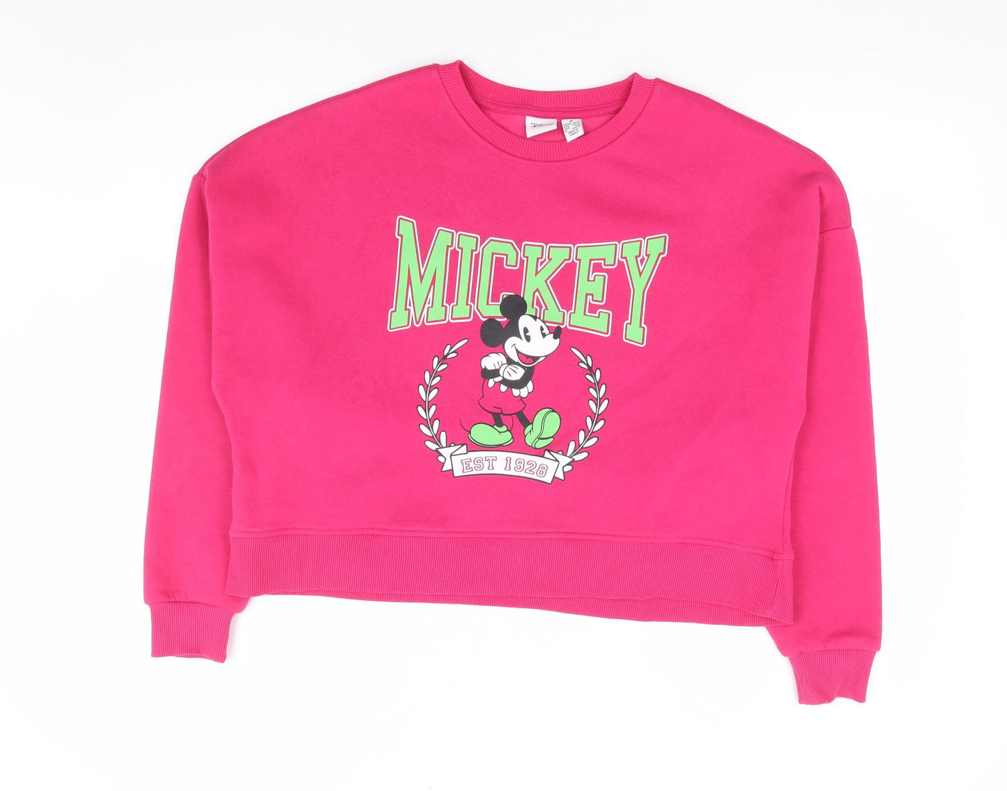 Primark Womens Pink Cotton Pullover Sweatshirt Size M Pullover - Mickey Mouse