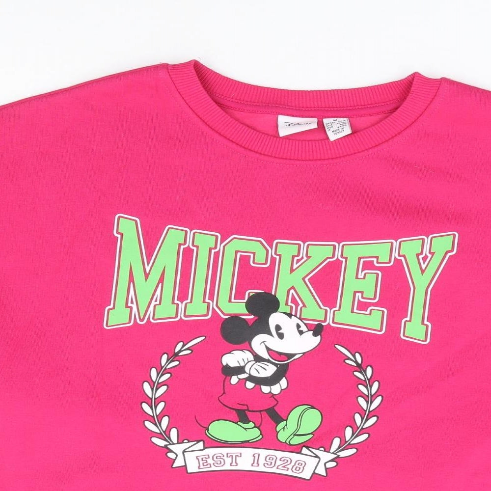 Primark Womens Pink Cotton Pullover Sweatshirt Size M Pullover - Mickey Mouse