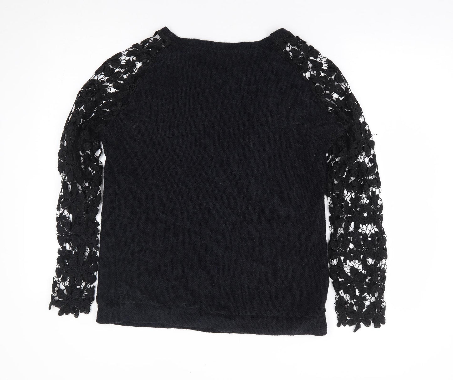 Zanzea Womens Black Round Neck Floral Polyester Pullover Jumper Size L