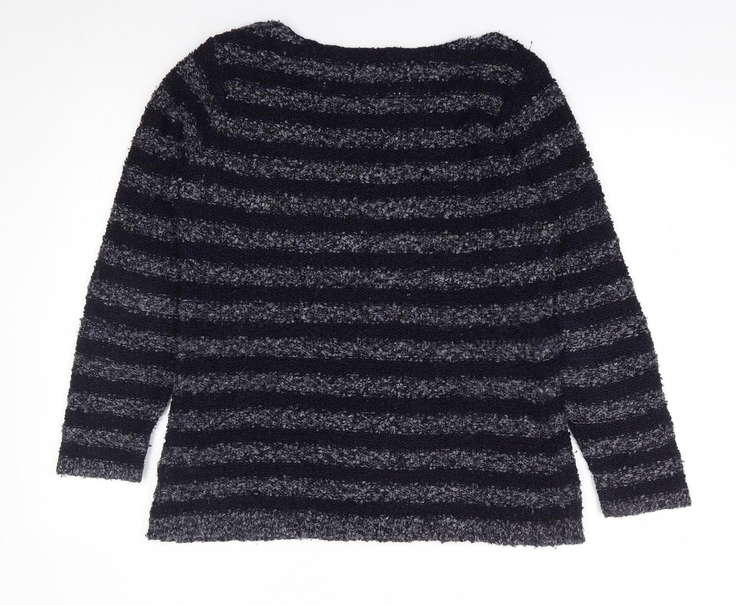 Store Twenty One Womens Blue Round Neck Striped Acrylic Pullover Jumper Size M