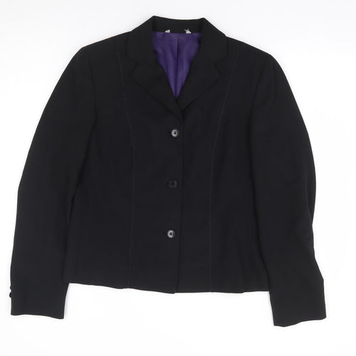 Preworn Womens Black Polyester Jacket Suit Jacket Size M