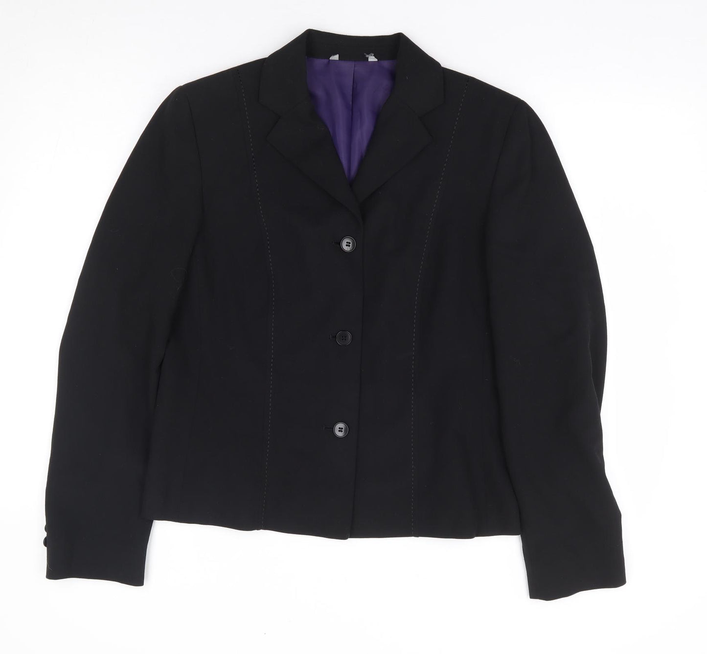 Preworn Womens Black Polyester Jacket Suit Jacket Size M