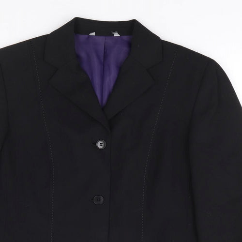 Preworn Womens Black Polyester Jacket Suit Jacket Size M