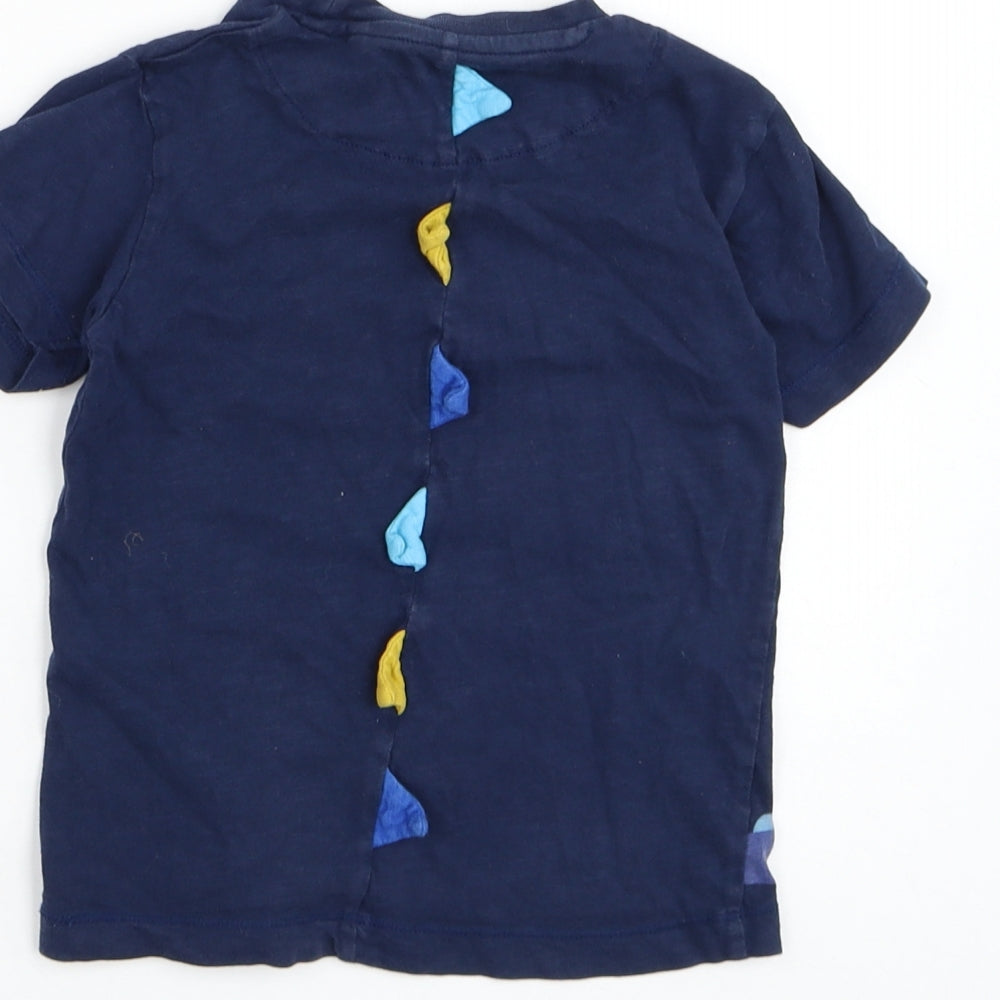 NEXT Boys Blue Cotton Basic T-Shirt Size 3-4 Years Roll Neck Pullover - Dinosaur