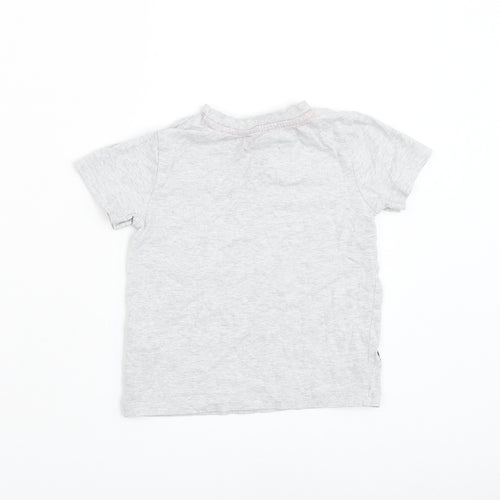 F&F Boys Grey Cotton Basic T-Shirt Size 2-3 Years Round Neck Pullover - Dinosaur