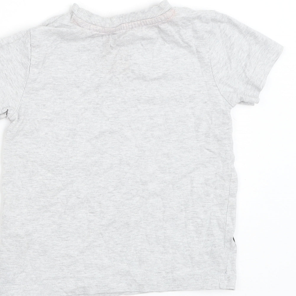 F&F Boys Grey Cotton Basic T-Shirt Size 2-3 Years Round Neck Pullover - Dinosaur