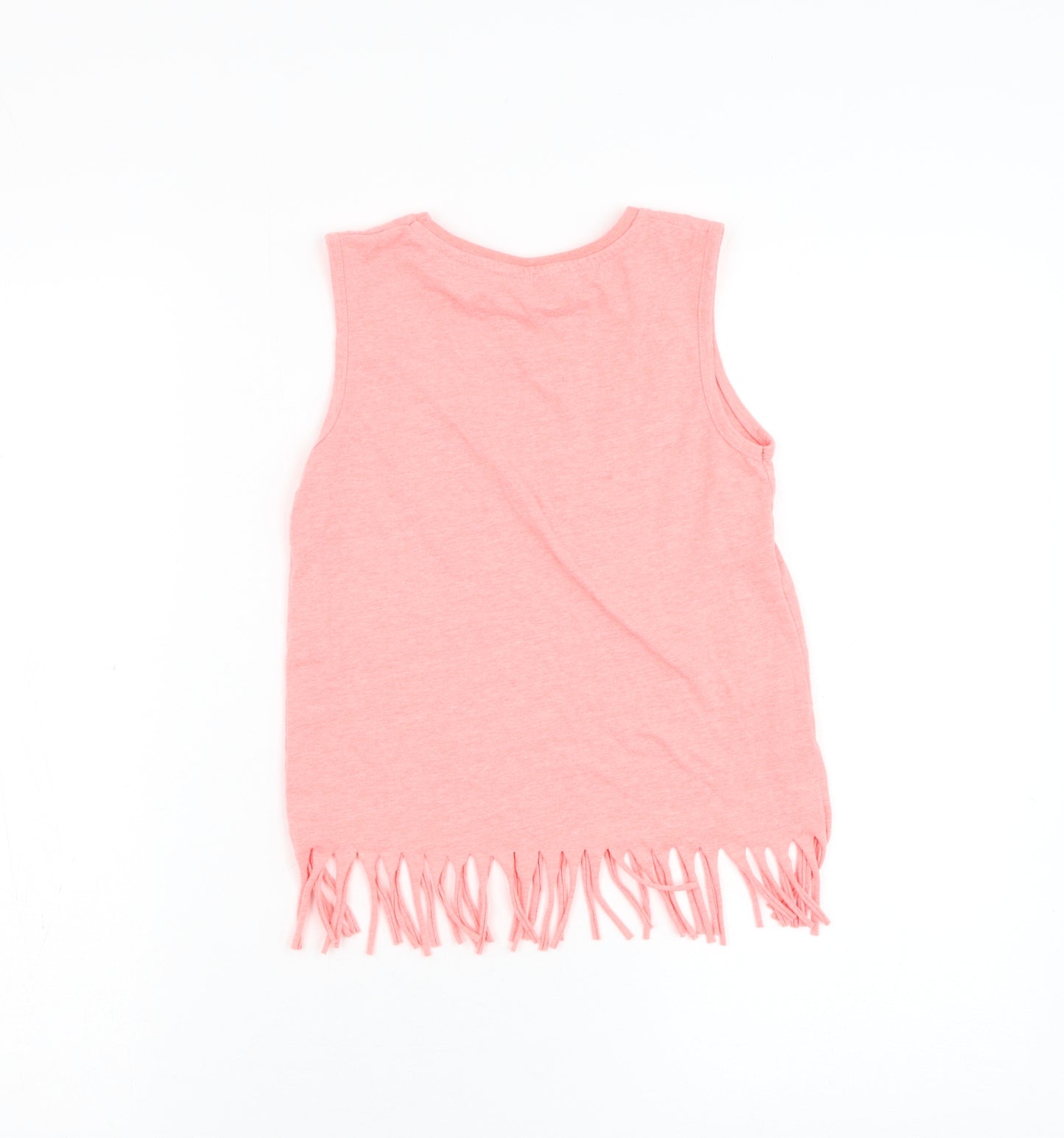 Primark Girls Pink Cotton Basic Tank Size 7-8 Years Round Neck Pullover - Heart