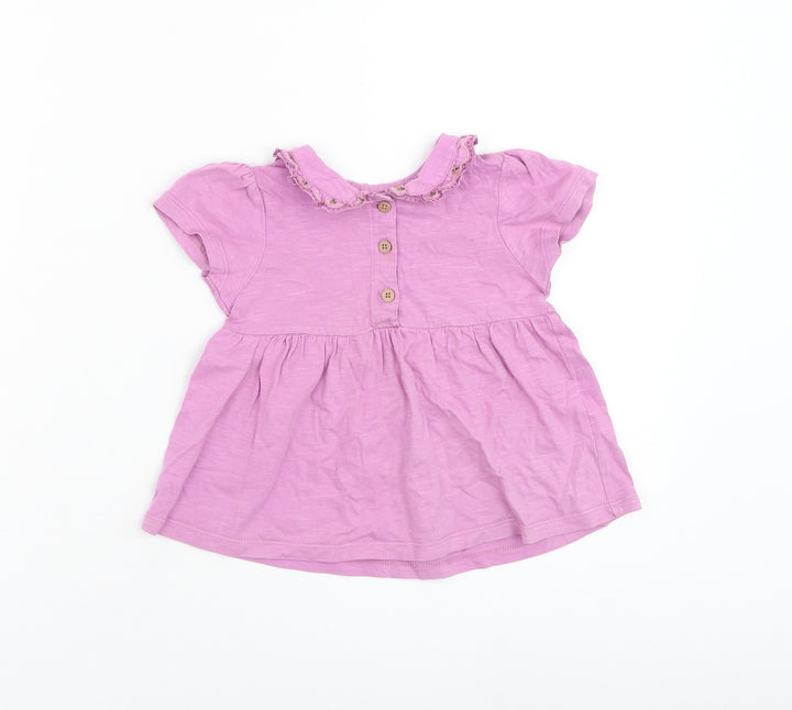 NEXT Girls Purple Cotton Basic T-Shirt Size 18-24 Months Round Neck Pullover