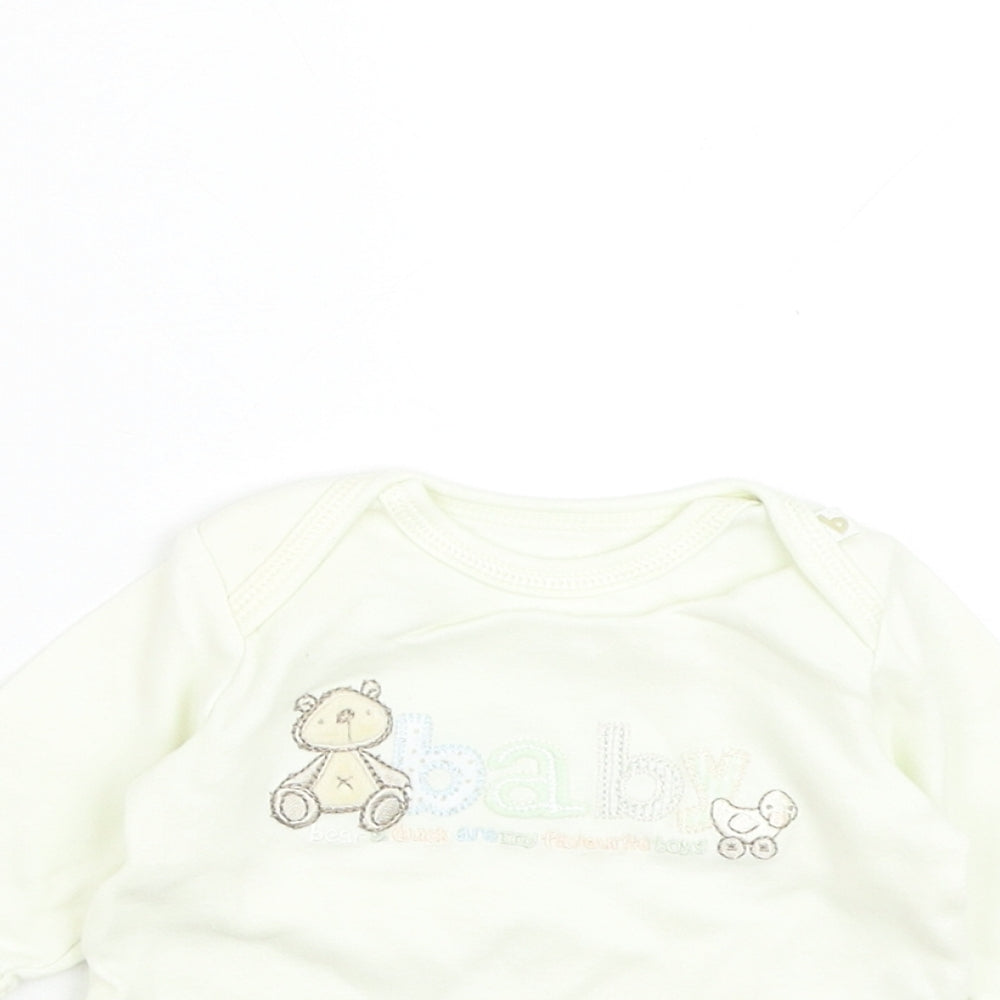 Mothercare Boys Ivory Cotton Basic T-Shirt Size 0-3 Months Round Neck Pullover - Baby