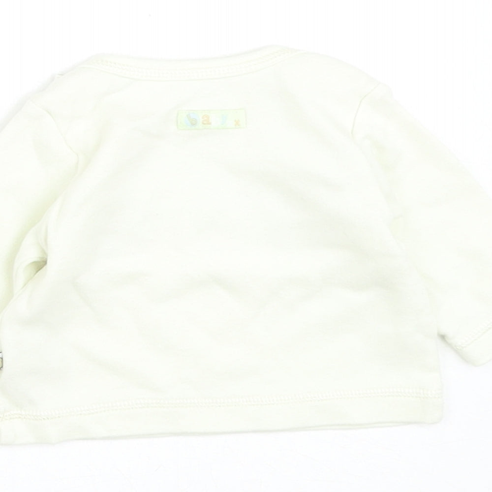 Mothercare Boys Ivory Cotton Basic T-Shirt Size 0-3 Months Round Neck Pullover - Baby