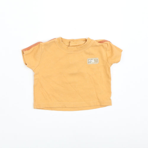 George Boys Orange Cotton Basic T-Shirt Size 0-3 Months Round Neck Pullover