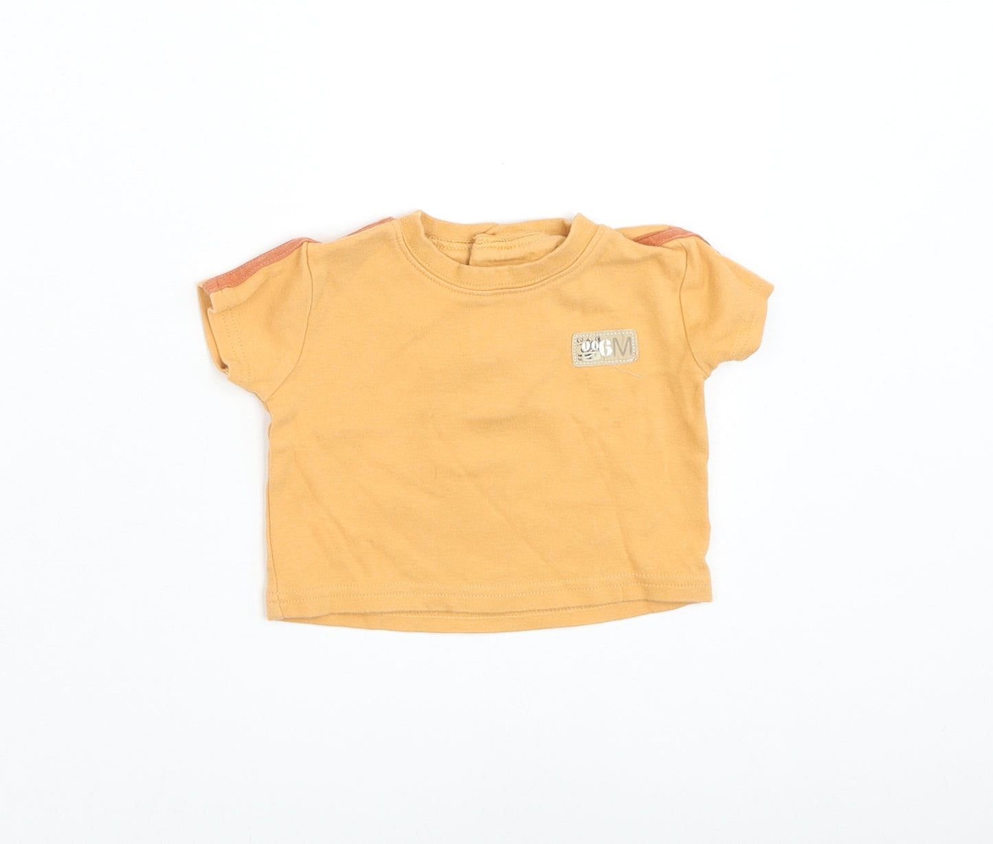 George Boys Orange Cotton Basic T-Shirt Size 0-3 Months Round Neck Pullover