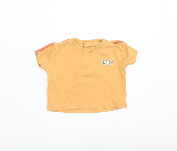 George Boys Orange Cotton Basic T-Shirt Size 0-3 Months Round Neck Pullover