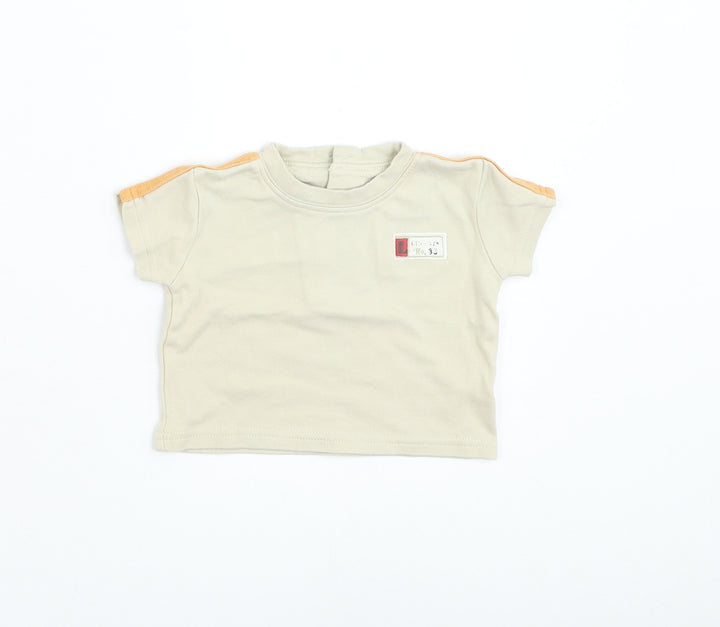 George Boys Beige Cotton Basic T-Shirt Size 0-3 Months Round Neck Pullover