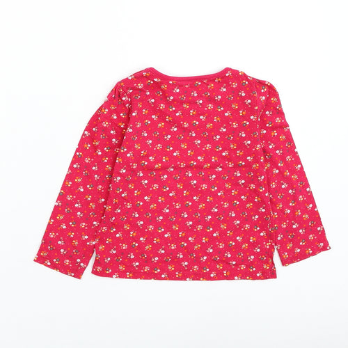 TU Girls Pink Floral Cotton Basic T-Shirt Size 18-24 Months Round Neck Pullover