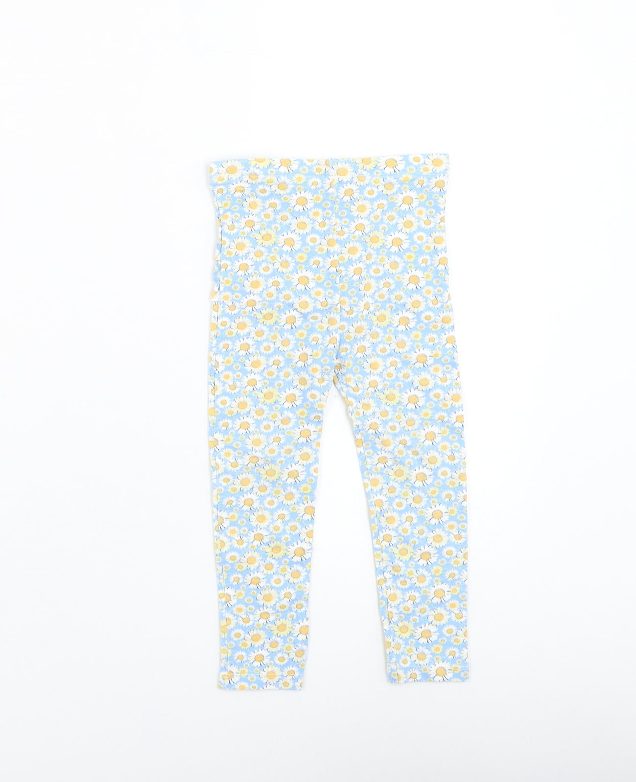 TU Girls Blue Floral Cotton Jogger Leggings Size 18-24 Months Pullover
