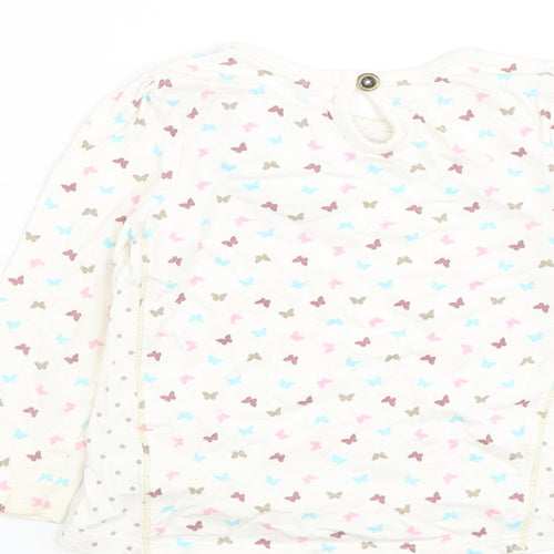 TU Girls White Floral Cotton Basic T-Shirt Size 12-18 Months Round Neck Pullover