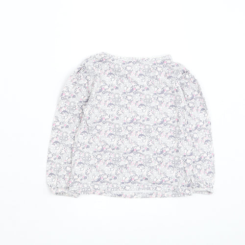 George Girls White Floral Cotton Basic T-Shirt Size 18-24 Months Round Neck Pullover