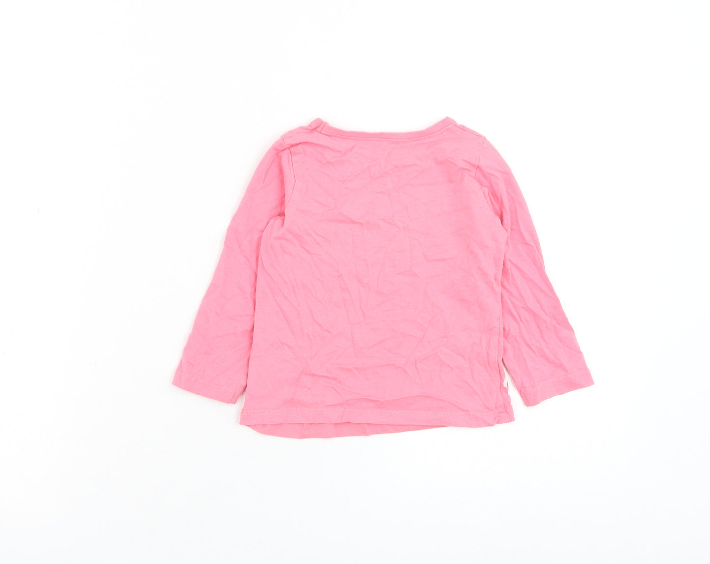 Mothercare Girls Pink Cotton Basic T-Shirt Size 12-18 Months Round Neck Pullover - Deer, Rabbit