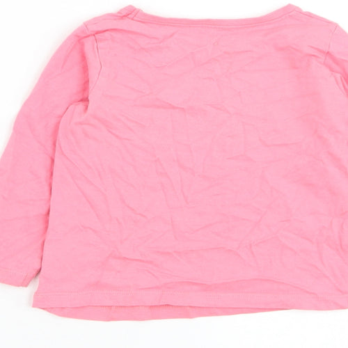 Mothercare Girls Pink Cotton Basic T-Shirt Size 12-18 Months Round Neck Pullover - Deer, Rabbit