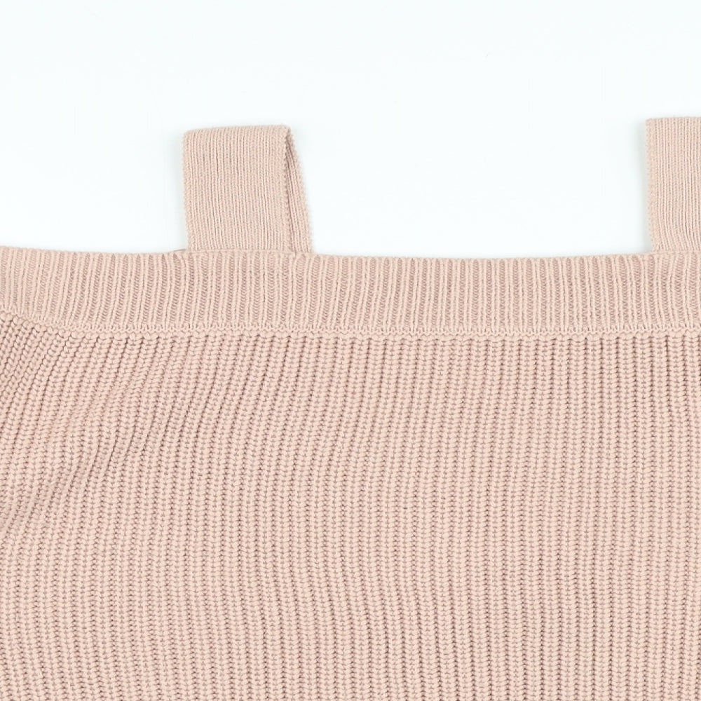 George Womens Pink Square Neck Acrylic Pullover Jumper Size 16