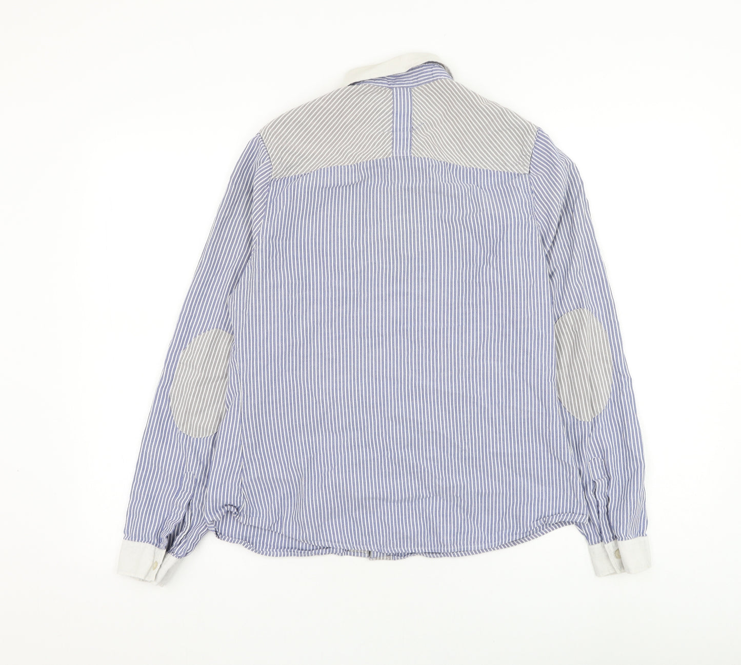 NEXT Womens Blue Striped Cotton Basic Button-Up Size 12 Collared