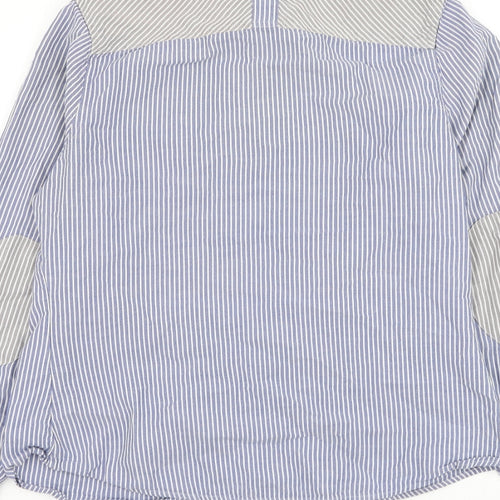 NEXT Womens Blue Striped Cotton Basic Button-Up Size 12 Collared
