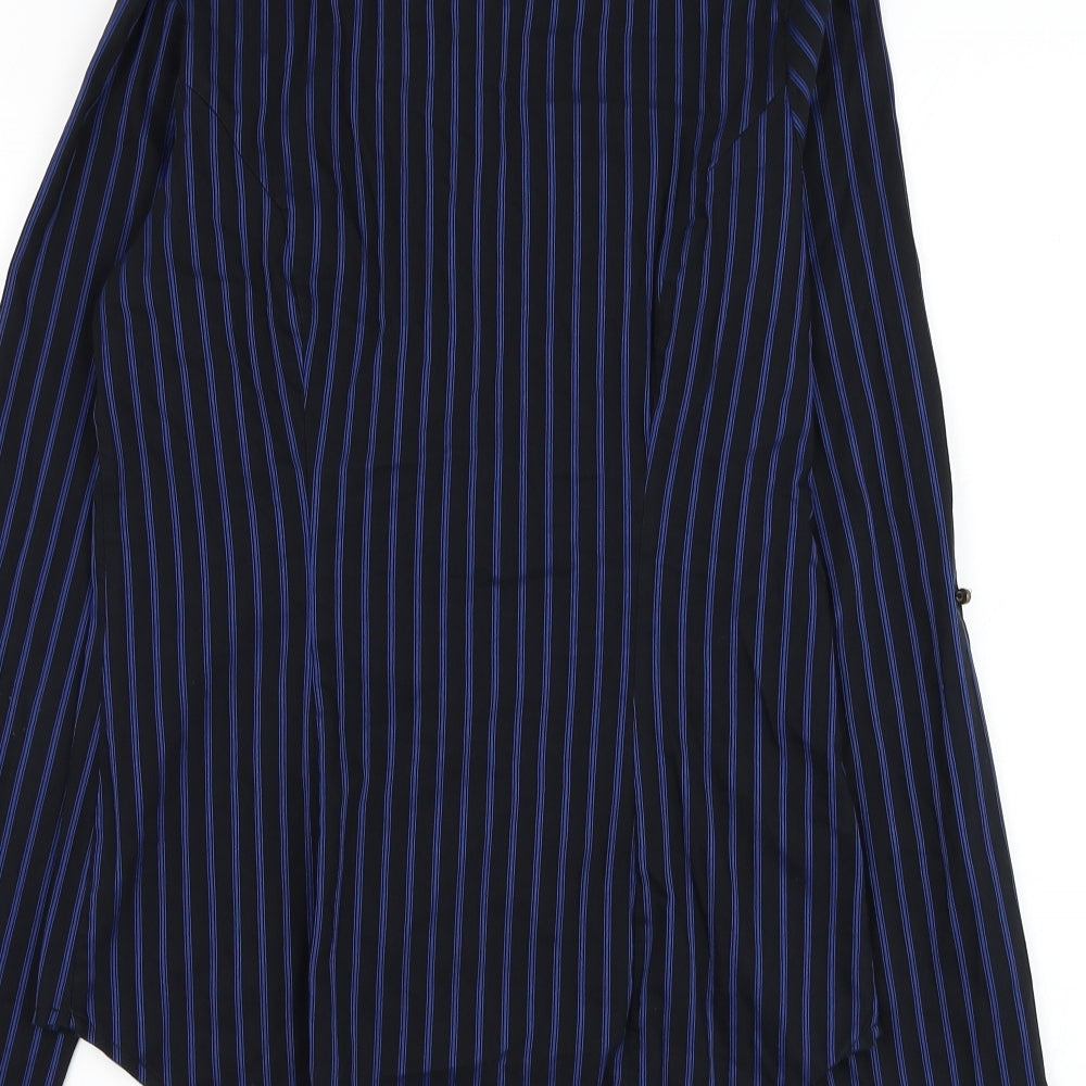 NEXT Womens Blue Striped Cotton Basic Button-Up Size 12 Collared