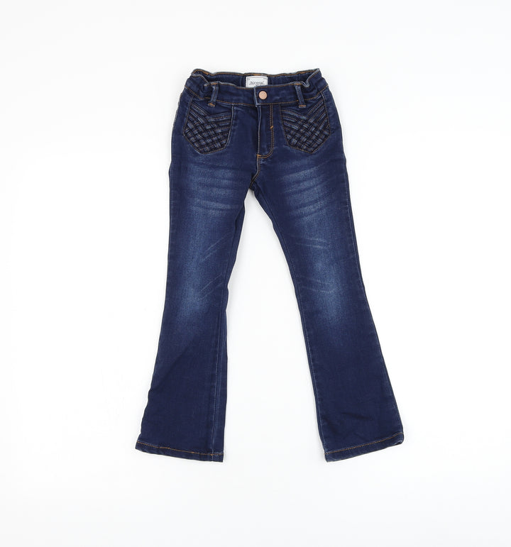 Mayoral Girls Blue Polyester Flared Jeans Size 5-6 Years Regular Zip