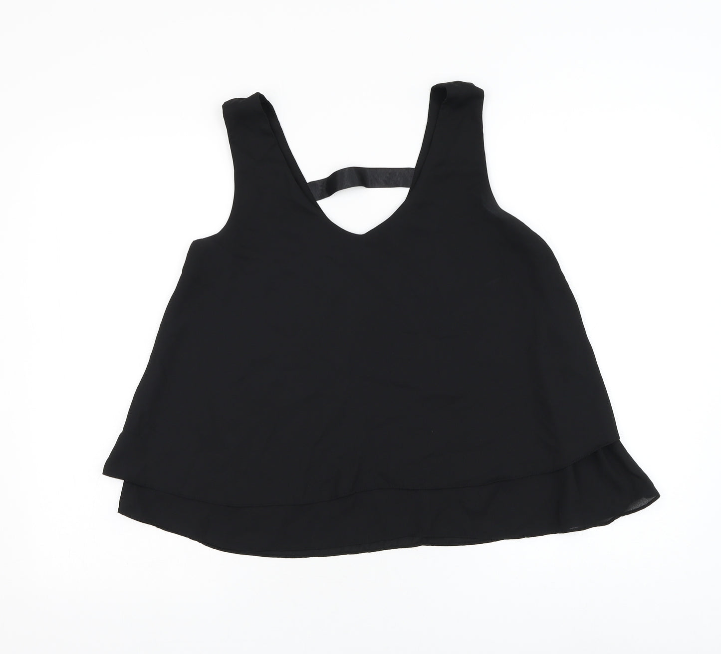 Vera & Lucy Womens Black Polyester Basic Tank Size M V-Neck