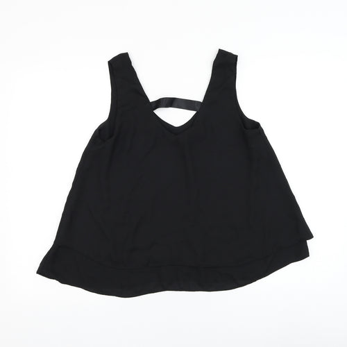 Vera & Lucy Womens Black Polyester Basic Tank Size M V-Neck