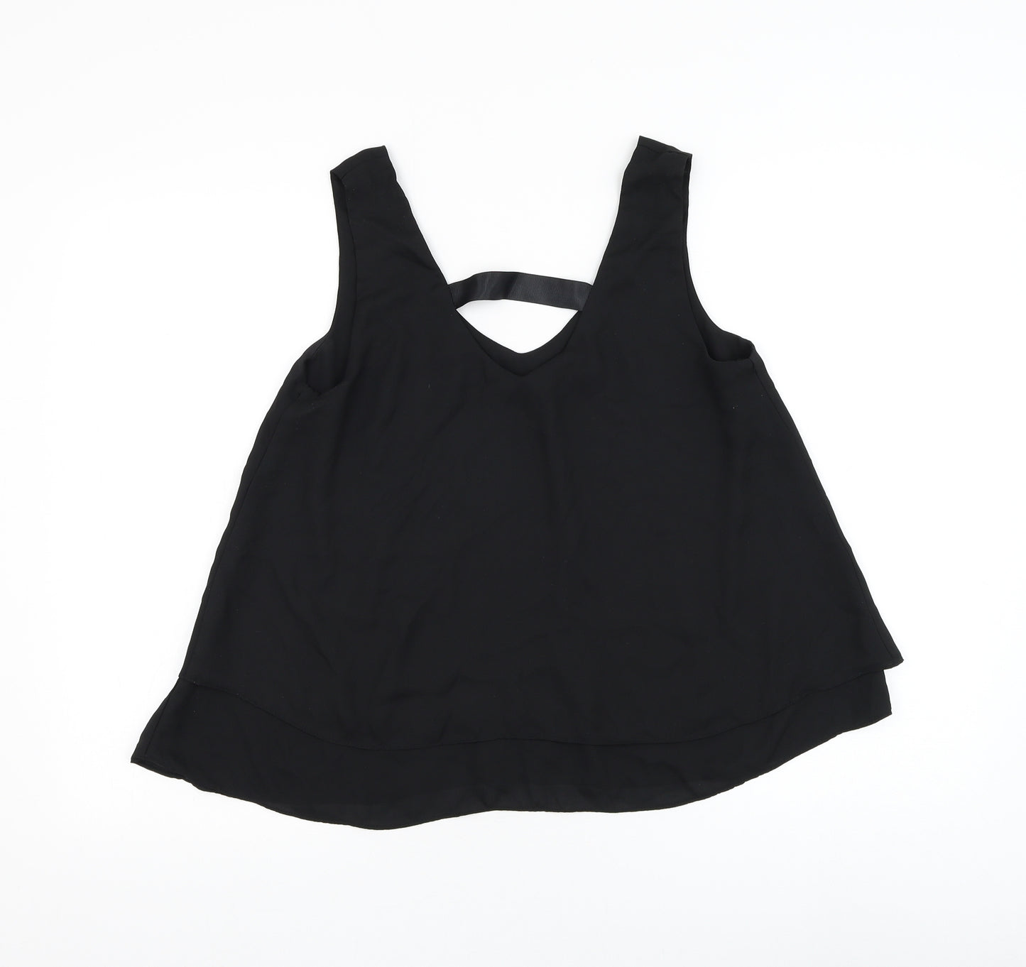 Vera & Lucy Womens Black Polyester Basic Tank Size M V-Neck