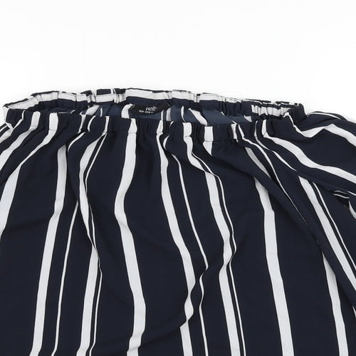 Wallis Womens Blue Striped Polyester Basic Blouse Size M Square Neck