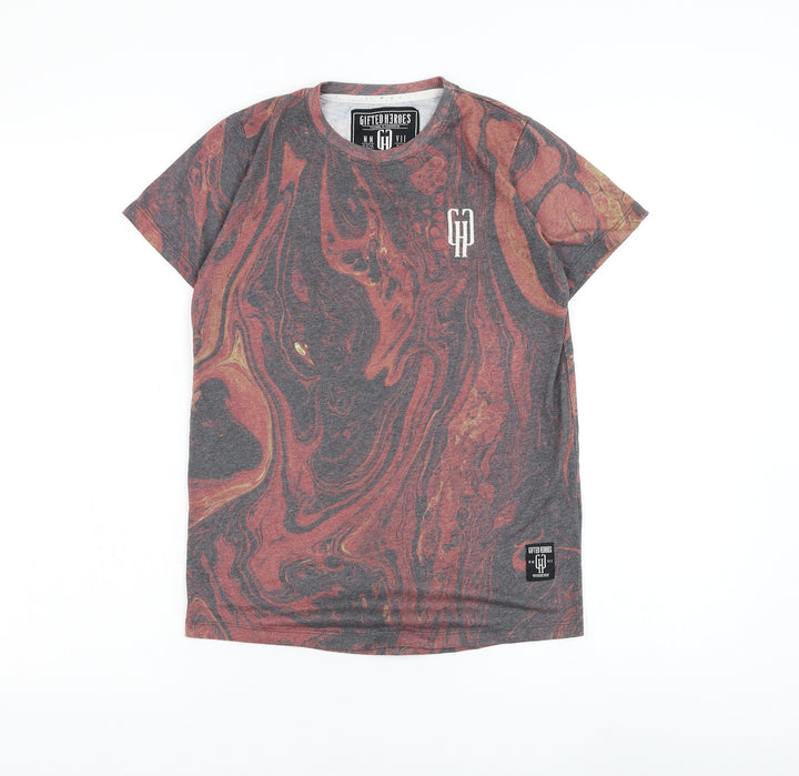 Gifted Heroes Boys Red Polyester Basic T-Shirt Size L Round Neck Pullover