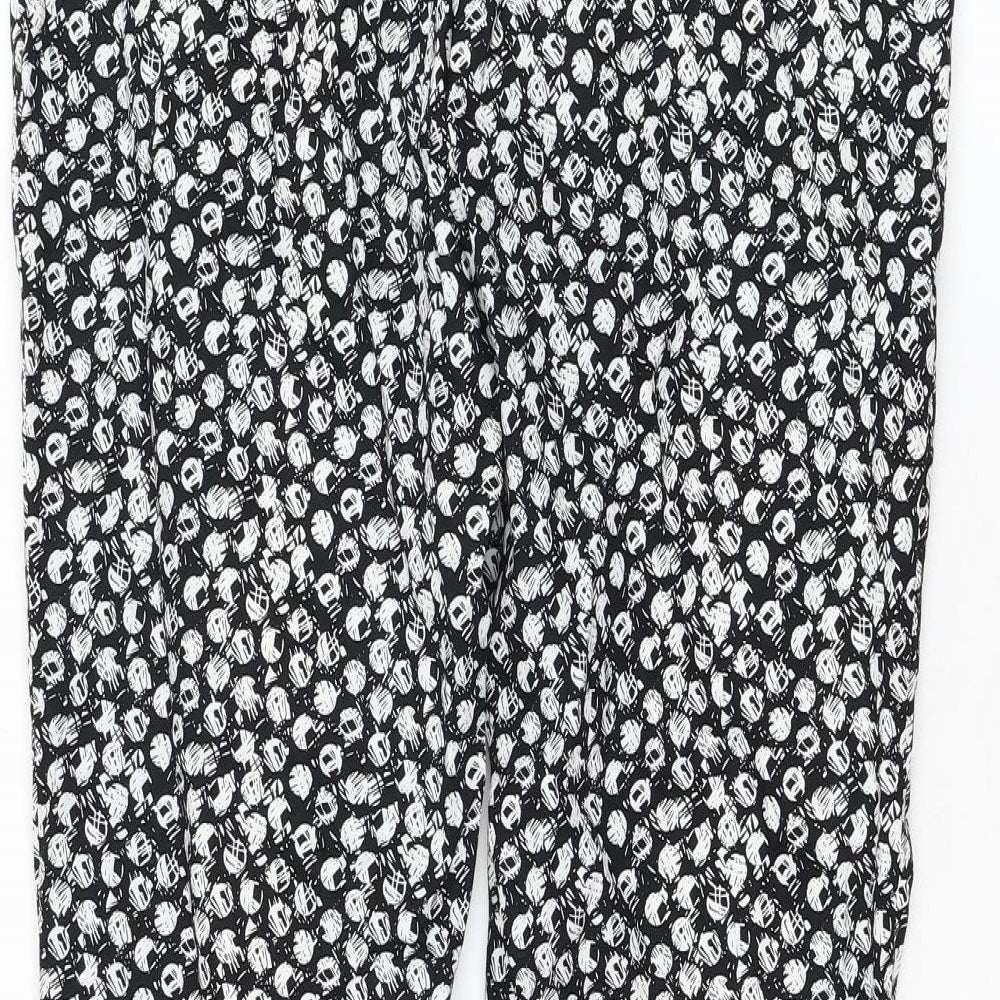 F&F Womens Black Geometric Cotton Carrot Trousers Size 12 L27 in Regular Zip