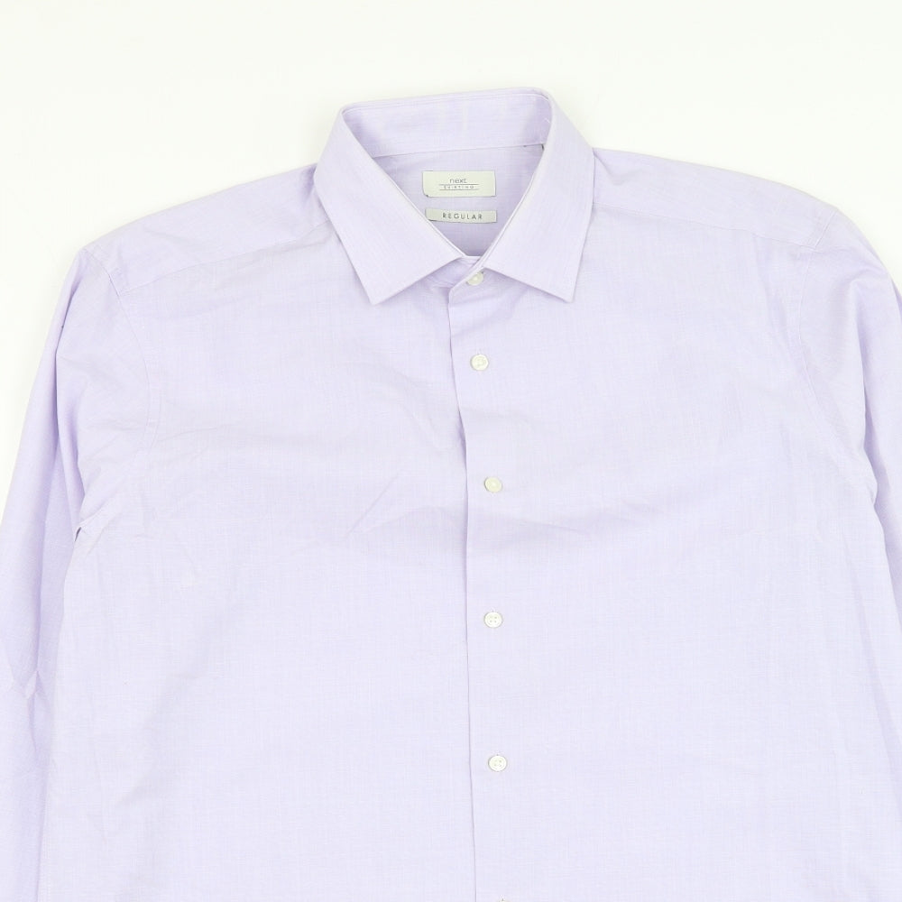 NEXT Mens Purple Polyester Dress Shirt Size 16 Collared Button