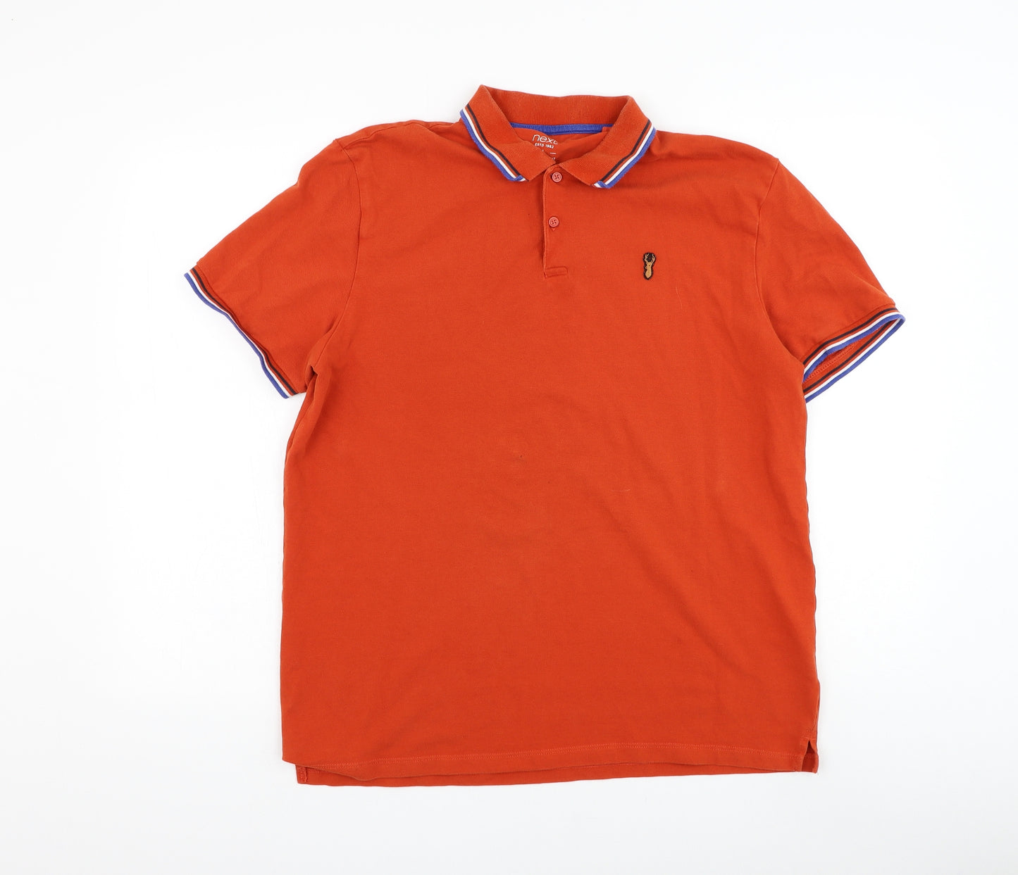 NEXT Mens Orange Cotton Polo Size L Collared Pullover
